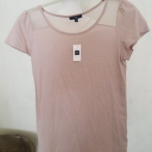 Gap Nude Beige tee with mesh across top.Small.